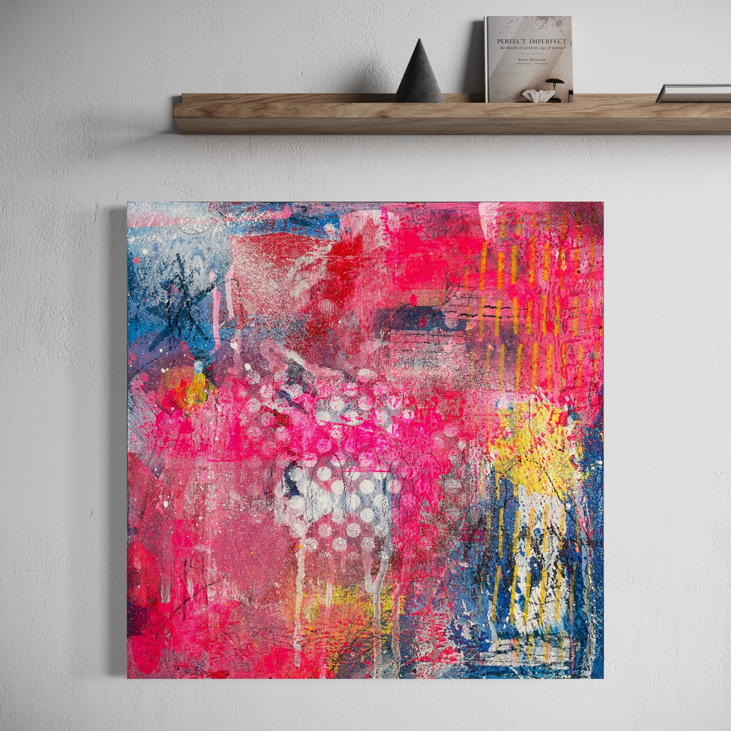 Colorful Abstract Fine Art Canvas, Abstract Art, Contemporary Art, Modern newest Hot Pink Painting, Expressionism Canvas Print, late spring